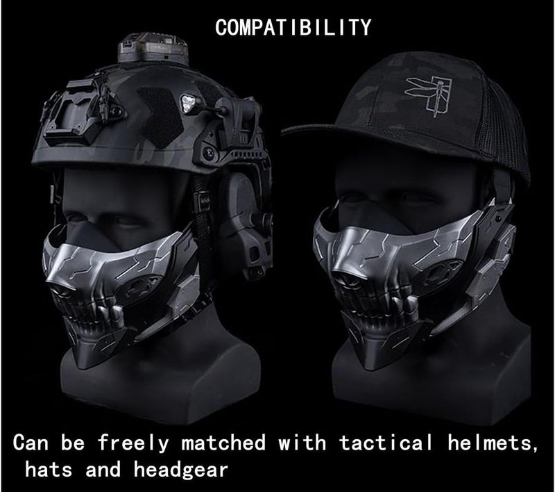JFFCESTORE Tactical Airsoft Half Face Masks, Rebel Skull Airsoft Half Face Mask Airsoft Protective Masks for Cs War Game Halloween Party - Image 5